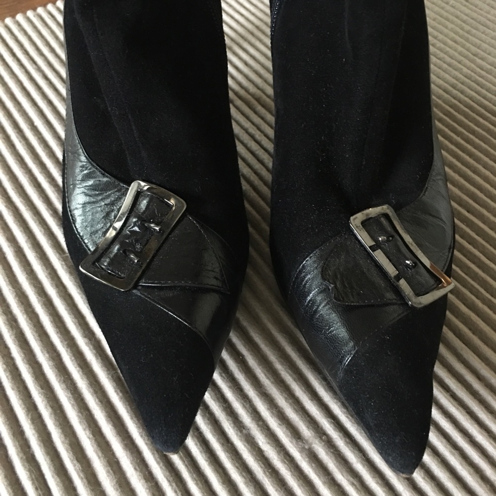Black suede ankle booties